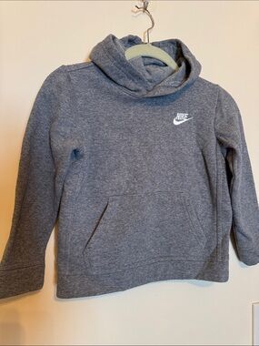 Nike Gray Kids Hooded Sweatshirt with White Logo